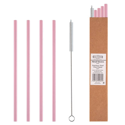 Reusable Stainless Steel Straws pink