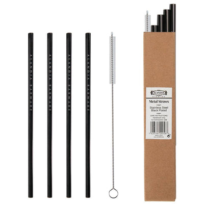 Reusable Stainless Steel Straws black